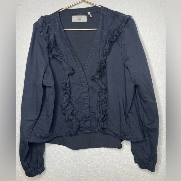 Oneteaspoon jacket ruffle navy women’s sz XL button closure - Picture 1 of 8
